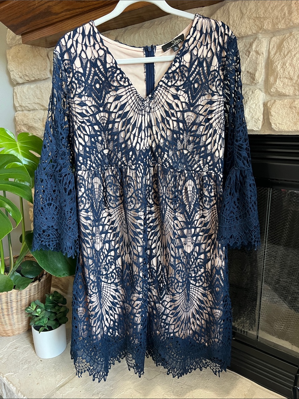 Suzanne Betro Navy Lace Overlay with Nude Lining